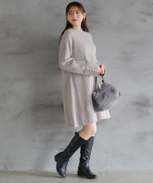 「ASTORIA ODIER」 ニットワンピース MEDIUM モカ レディース_画像5