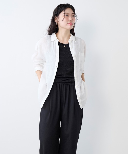 MICA&DEAL マイカ&ディール リネン ブラウス トップス ブラック 楽天 