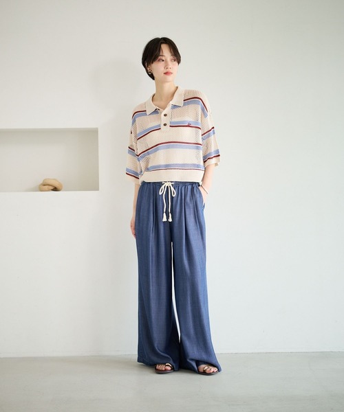 ワイドパンツ ジーンズ デニム デニムパンツ 「しなやかな素材感」ライトオンスデニムワイドパンツ レディースの画像