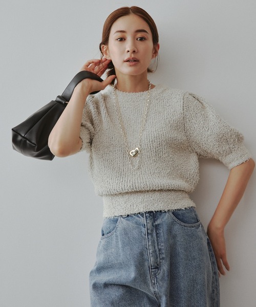 「emmi」 半袖ニット ONE SIZE ブラック レディース_画像3