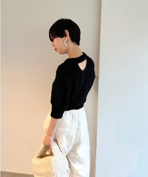「emmi」 半袖ニット ONE SIZE ブラック レディース_画像4
