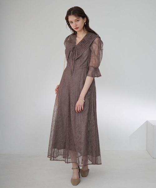 「Dorry Doll」 半袖ワンピース M グレイッシュブルー レディース_画像2