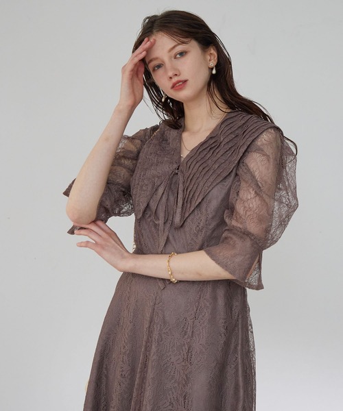 「Dorry Doll」 半袖ワンピース M グレイッシュブルー レディース_画像3
