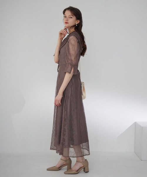 「Dorry Doll」 半袖ワンピース M グレイッシュブルー レディース_画像4