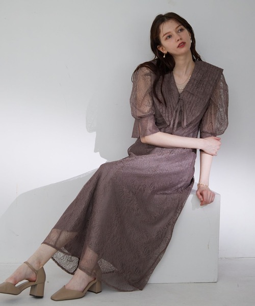 「Dorry Doll」 半袖ワンピース M グレイッシュブルー レディース_画像9