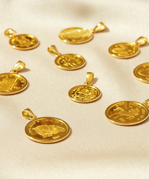 ネックレス K24/K18 コイン ペンダント トップ（Unicorn Coin）1/20 レディース メンズの画像