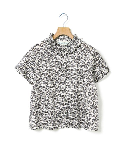 美品 miu miu 半袖 ショート丈 ブラウス 38 リバティ プリント M MidiUmi（ミディウミ） ブラウス シャツ リバティプリントフリルシャツ