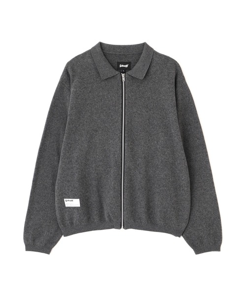 【Schott】【L】 ジップアップ カーディガン ブラック リネン混　黒 Schott N.Y.C（ショット） カーディガン Schott/ショット/ZIP CARDIGAN