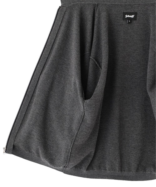 【Schott】【L】 ジップアップ カーディガン ブラック リネン混　黒 Schott N.Y.C（ショット） カーディガン Schott/ショット/ZIP CARDIGAN