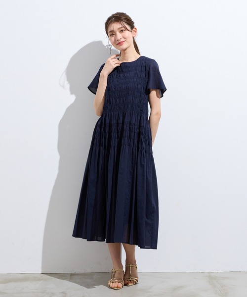【新品未使用】Rose Tiara ネイビー半袖ワンピース42XL Rose Tiara - Rose Tiara(ローズティアラ) ワンピース サイズ42 L