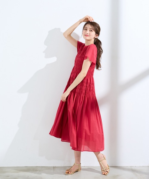 美品 ローズティアラ ロング ワンピース 46 Rose Tiara（ローズティアラ） ワンピース シャーリングマキシ丈