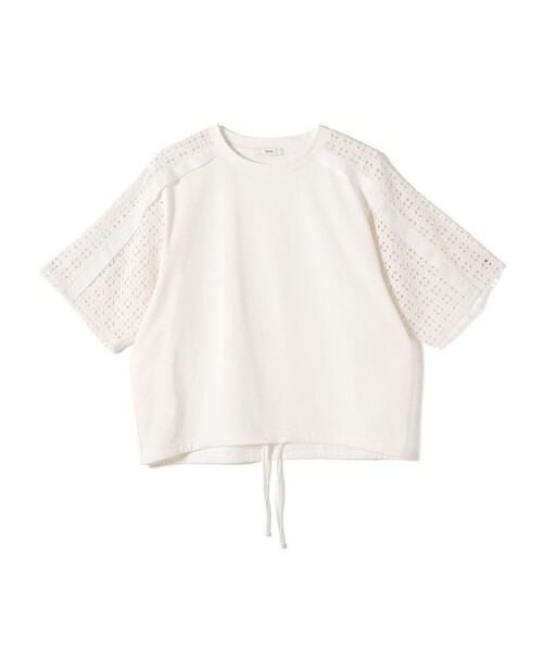 tシャツ 「WEB限定」「手洗い可能」レース コンビ ショート スリーブ カットソー レディースの画像