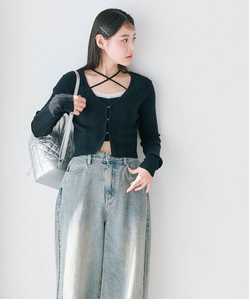「OLIVE des OLIVE」 ニットアンサンブル FREE オフホワイト レディース_画像5