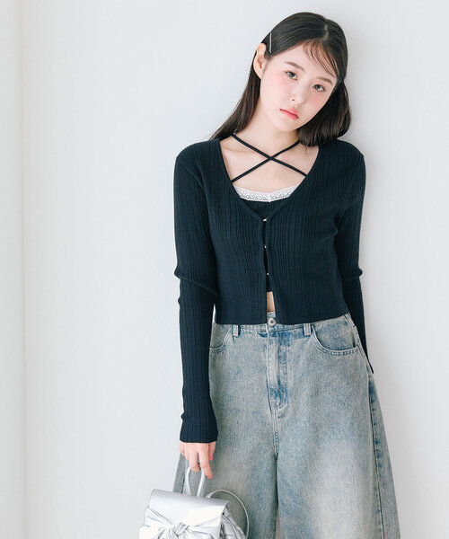 「OLIVE des OLIVE」 ニットアンサンブル FREE オフホワイト レディース_画像6