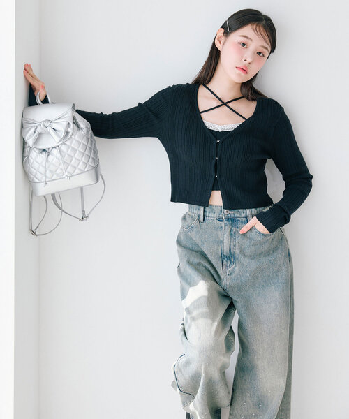 「OLIVE des OLIVE」 ニットアンサンブル FREE オフホワイト レディース_画像9