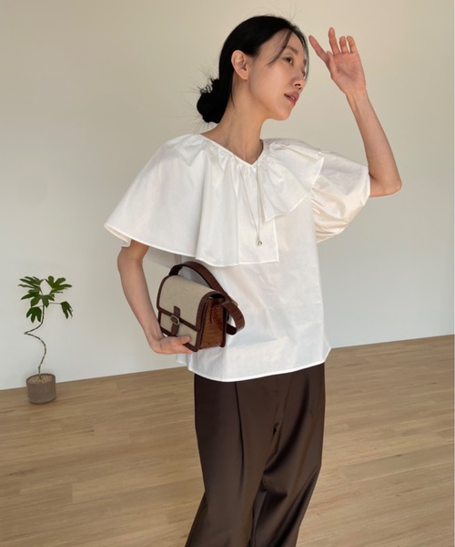「Didot.showroom」 半袖ブラウス FREE ホワイト レディース_画像3