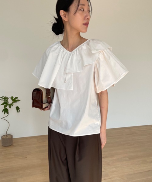 「Didot.showroom」 半袖ブラウス FREE ホワイト レディース_画像5