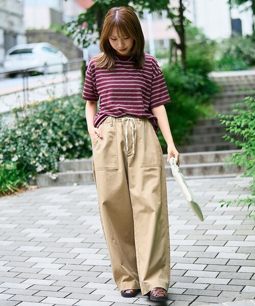 coen（コーエン） tシャツ 半袖 シアーマルチボーダーTシャツ