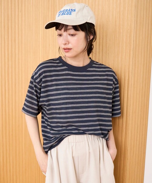 coen（コーエン） tシャツ 半袖 シアーマルチボーダーTシャツ