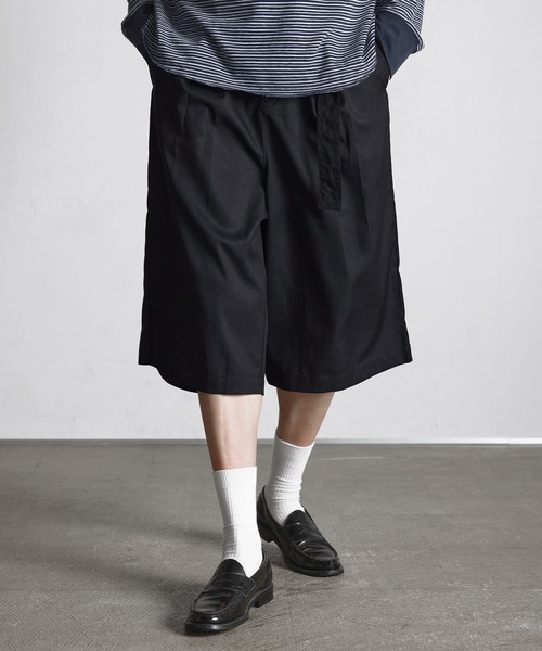 NAKER ハーフパンツ ワイドパンツ パンツ ツータックバミューダ