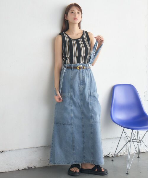 「RETRO GIRL」 サロペットスカート FREE ブルー レディース_画像7