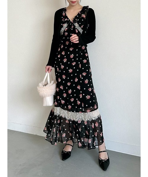 「LILY BROWN」 ノースリーブワンピース 1 グリーン レディース_画像3