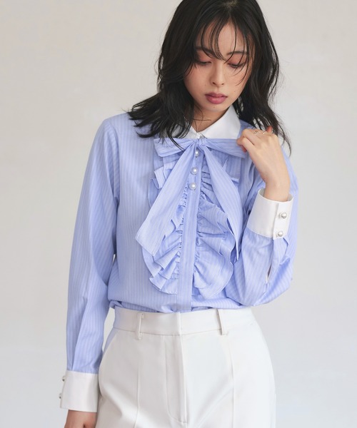 「RUIRUE BOUTIQUE」 長袖シャツ L ラベンダー レディース_画像2
