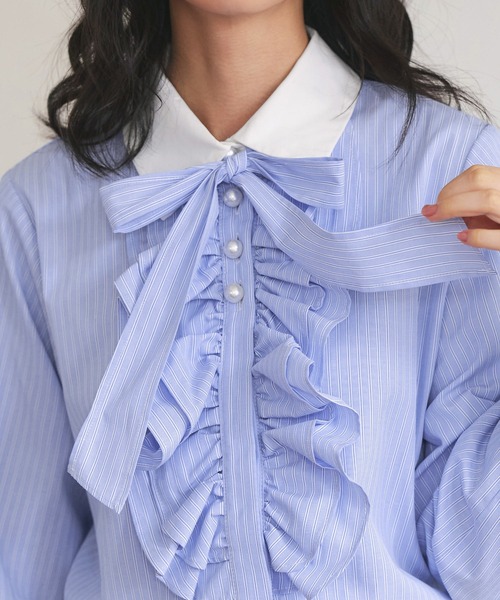 「RUIRUE BOUTIQUE」 長袖シャツ L ラベンダー レディース_画像6