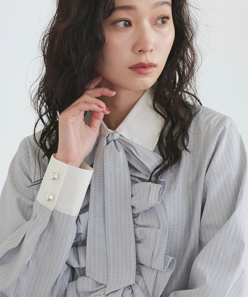 「RUIRUE BOUTIQUE」 長袖シャツ L ラベンダー レディース_画像8