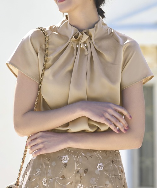 RUIRUE BOUTIQUE ブラウス シャツ ウエーブタックパール