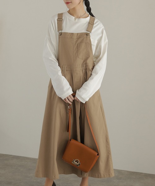 ElegChic サロペット オーバーオール マキシ丈フレアサロペット
