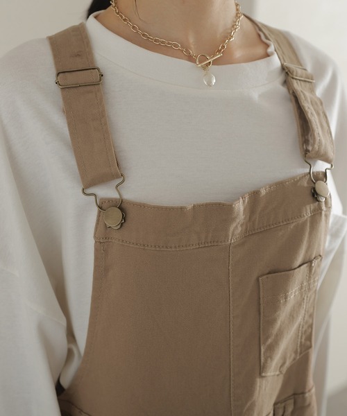 ElegChic サロペット オーバーオール マキシ丈 フレア サロペット