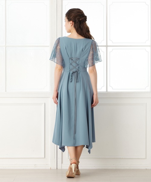 パーティードレス　結婚式　およばれ　aimer anche　M　20代〜30代 AIMER（エメ） ドレス イレギュラーヘムミモレ丈パーティードレス 結婚