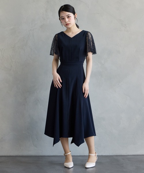 AIMER（エメ） ドレス イレギュラーヘムミモレ丈パーティードレス 結婚