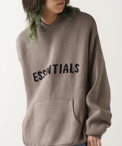 ESSENTIALS フロント ロゴ ニット パーカー FOG ESSENTIALS セーター ニット ESSENTIALS/エッセンシャルズ