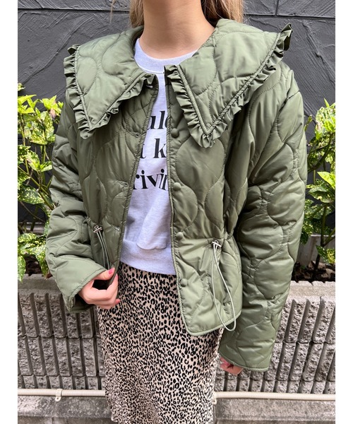 ジャケット ブルゾン フリルキルティングジャケット レディース