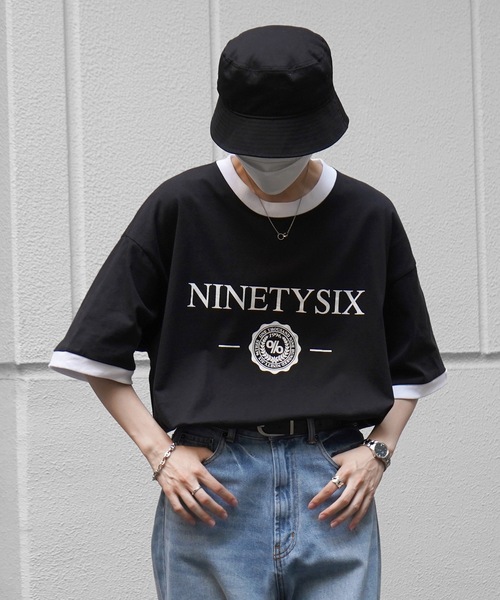 96thes tシャツ 半袖 韓国ストリート リンガーTシャツ レディース