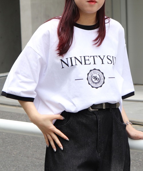 96thes tシャツ 半袖 韓国ストリート リンガーTシャツ レディース