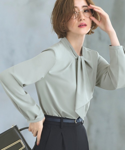 ブラウス シャツ 春SALE！「日本製／SETUP可能」スカーフデザインブラウス レディース 春SALE！【日本製／SETUP可能】スカーフデザインブラウス