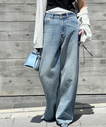 ハイウェスト デニム ルーズ チノパンツ