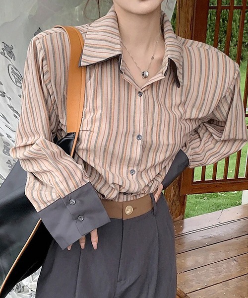 ラペルラ　ブラウス NOUVELLES DU PARADIS（ヌーベル ドゥ パラディ） | ストライプクロス