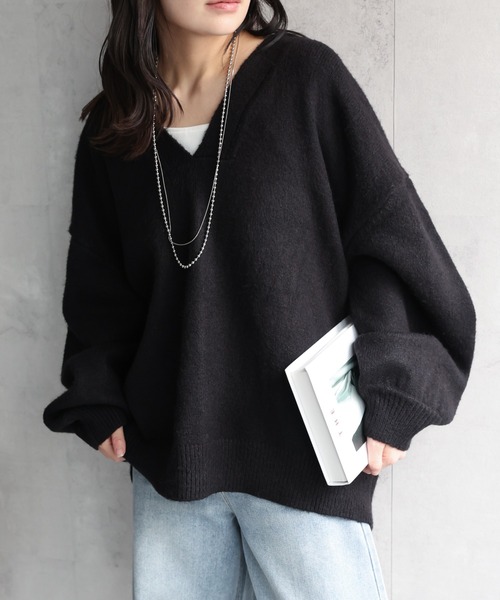 美品　Rene　ネックビジューニット セール】 【洗える】ビジュー襟 プルオーバーニット （ニット