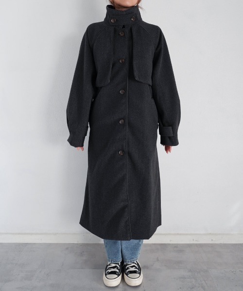 Rashik ステンカラーコート コート スタンドカラーコート レディース