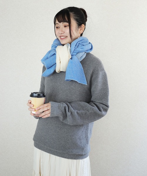 プリーツプリーズ大判ストール・グレー ⑧美品○プリーツプリーズ○ストール○グレー系