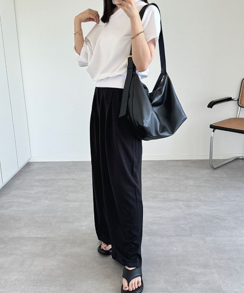 COLUHN ブラック スラックス M NAUL スラックス パンツ スリータックツイルスラックス ロング丈 綺麗