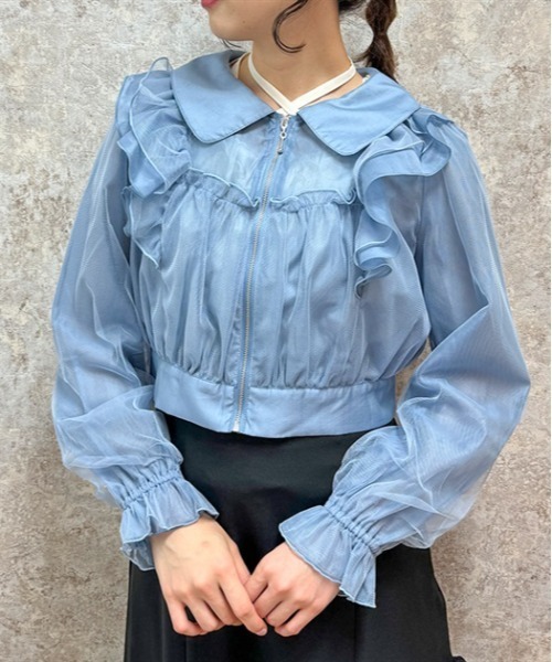 ポエティック シアー×チュールブルゾン axes femme POETIQUE ブルゾン アウター シアー×チュール