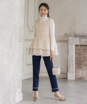 ジーンズ デニム デニムパンツ 裾パールデニム...の詳細画像1