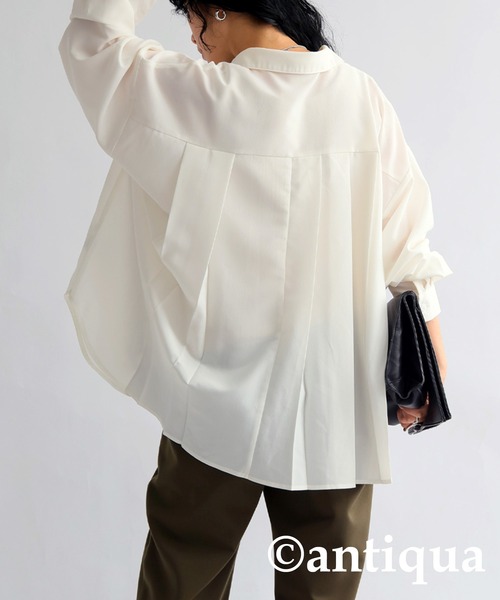 antiqua ブラウス シャツ アシメプリーツシャツ レディース