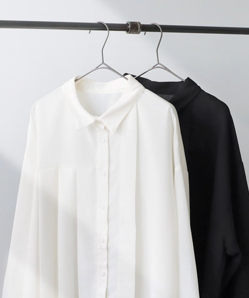 antiqua ブラウス シャツ アシメプリーツシャツ レディース