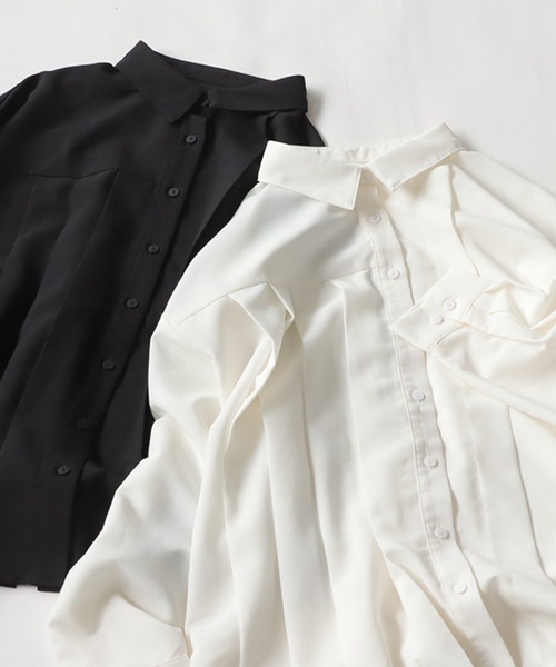 antiqua ブラウス シャツ アシメプリーツシャツ レディース